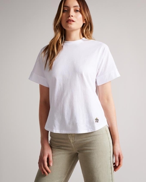 T-Shirt Ted Baker Easy Fit Grown Up Sleeve Blanche Femme | ETD-53442114